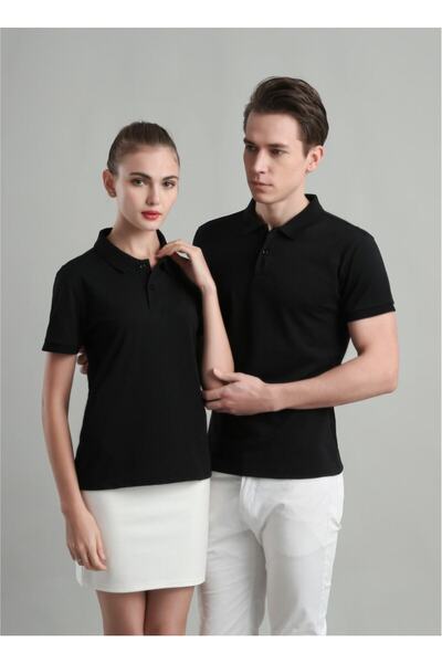 Riowela Tricou școlar cu gât polo unisex-tanar Culoare neagră
