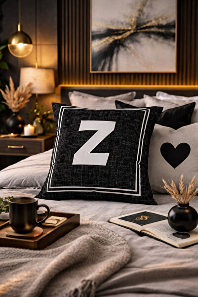 SasoHome رسالة Z خلفية سوداء إلكتروني الزخرفية الرقمية المطبوعة وسادة وسادة ا...
