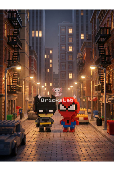 Bricks Mini Spider-Man & Batman Yapboz 3D Puzzle İkili Set