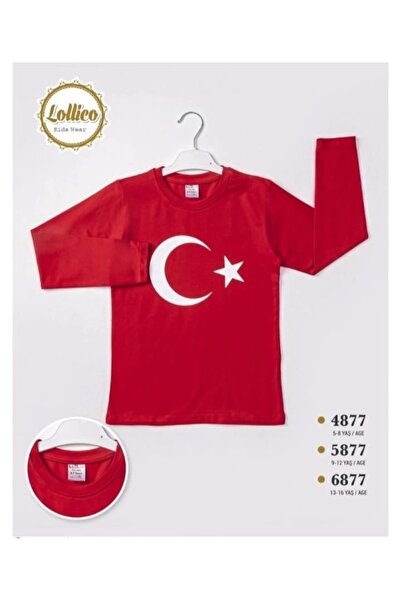 Aykon Tricou cu mânecă lungă unisex cu steagul turcesc roșu