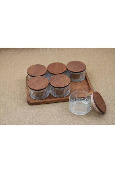Sevilla 6-Piece Glass Presentation Set – Breakfast Bowls with Natural Wooden ...