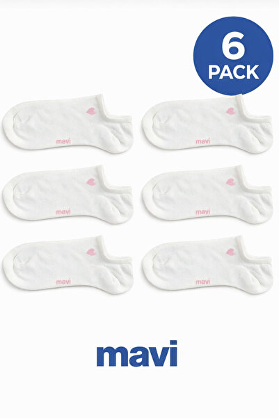 Mavi Pembe Kalp Detaylı ( 6 Çift ) Patik Çorap