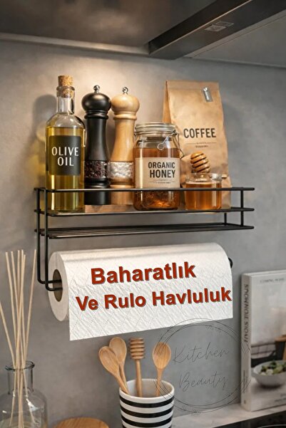 Kitchen Live Yapışkanlı Raflı Kağıt Rulo Havluluk Peçetelik Ve Baharatlık Mut...