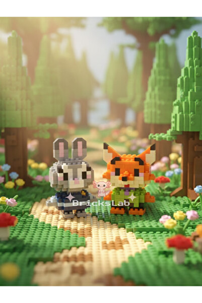 Bricks Mini Disney Nick Wilde & Judy Hopps Yapboz 3D Puzzle İkili Set