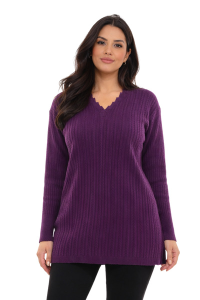 Fresh&Moda Women's V-Neck Knitwear Flexible Mother's Seasonal Sweater