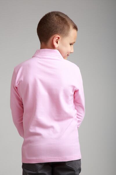 Dragora Mânecă lungă Polo Gât Roz Bumbac Pieptănat