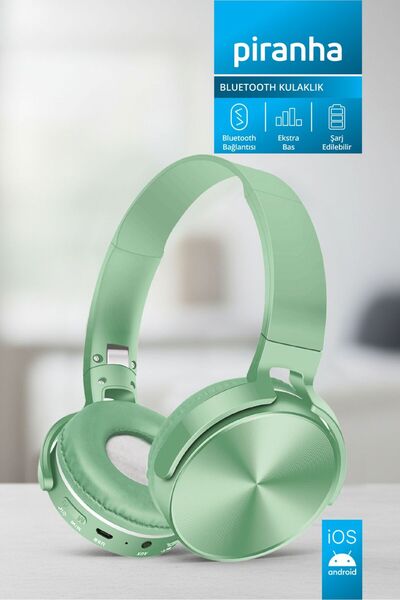 Piranha 2212-Y Kablosuz Bluetooth Kulak Üstü Kulaklık | BT 5.2 | Mikrofon | i...