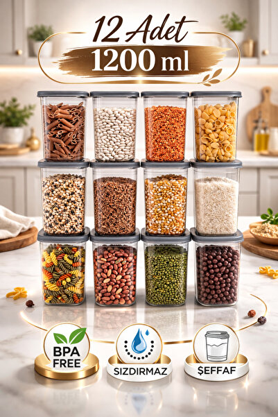 EBA HOME مجموعة من 12 وعاء لتخزين المواد الغذائية مع ملصقات وأغطية مانعة للتس...