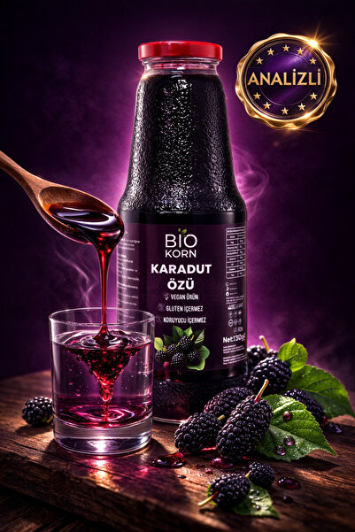 Biokorn Pestisit Analizli Karadut Özü | %100 Saf & Katkısız | 1350g Aile Boyu...