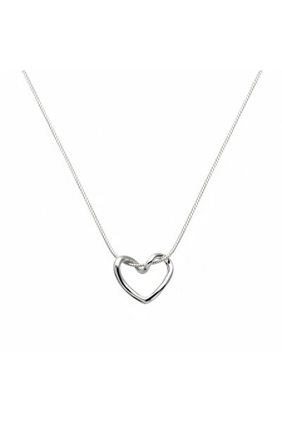 TWOGAN عقد على شكل قلب مجوف من الفولاذ، قلادة بسيطة باللون الفضي