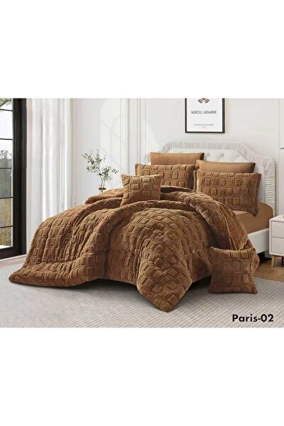 Moon طقم لحاف مفرش سرير نفرين ملكي ومريح وناعم 6 قطع مزدوج منقوش مقاس اللحاف ...