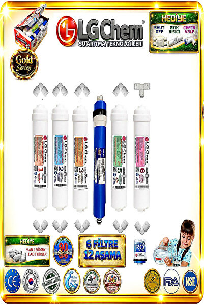 LG Chem 6 FİLTRELİ SET.3ÖN TATLANDIRICI MİNERAL VE 90 GPD NANO MEMBRAN.