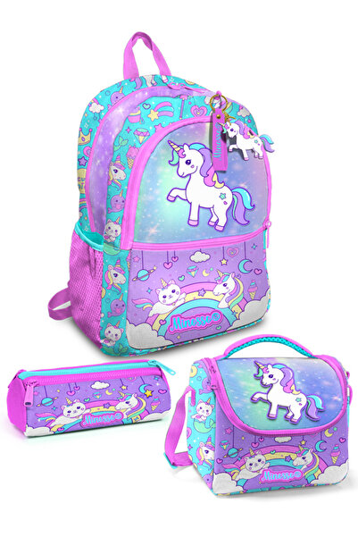 Minosso Unicorn Desenli Kız Çocuk 3'lü Okul Çanta Seti Set1007
