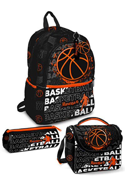 Minosso Basketball Patterned Boys' 3-Piece School Bag Set Set1010
