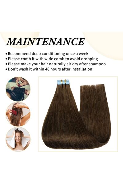 Estelle 24 Inch Nature Hair Extension Tape in,Remy Seamless Skin Weft Straight Nature Tape in Extensions