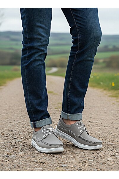 KAFKASLAR AYAKKABI حذاء رجالي كاجوال من الجلد الطبيعي طراز تمبرلاند برباط كام...