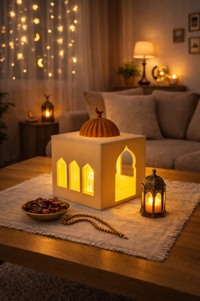 3d soft light Cami Maket Tealight Işıklı Dekor – Dini Ev Süsü - LED Mum Dahil...