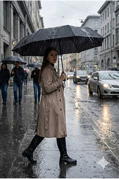 Bosile 8 Telli Tam Otomatik Şemsiye – R Siyah & Lacivert Renk, Özel Kılıf