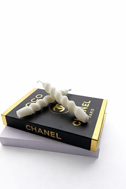 luce fioca 2 Adet Beyaz Burgu Dekoratif Spiral Şamdan Mum