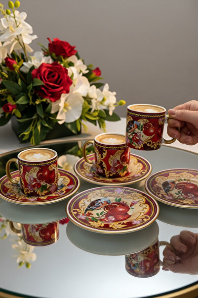 Yumuk Shop 6 Kişilik La Dolce Vita Kırmızı Kahve Fincan Takımı