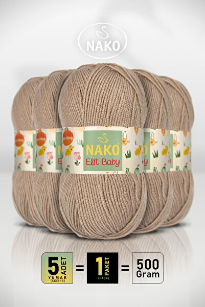 NAKO Elit Baby - 6792 Ten - 5'li Paket - 100gr/250m - Bebek İpi - Anti Pillin...