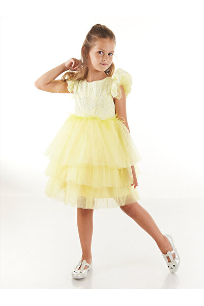 Daisy Otriş Detailed Tutu Fluffy Girl's Evening Dress