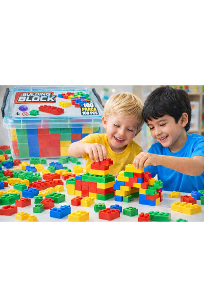 W-Design Blocks 100 Parça Saklama Kutulu Yapı inşa Seti yapı blok seti