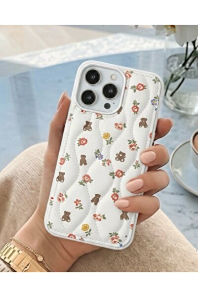 KILIF HOUSE Quilted Floral Patterned Case Compatible with iPhone 13