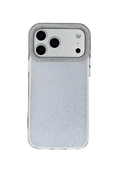 KILIF HOUSE iPhone Compatible Stoned Camera Frame Silvery Premium Case