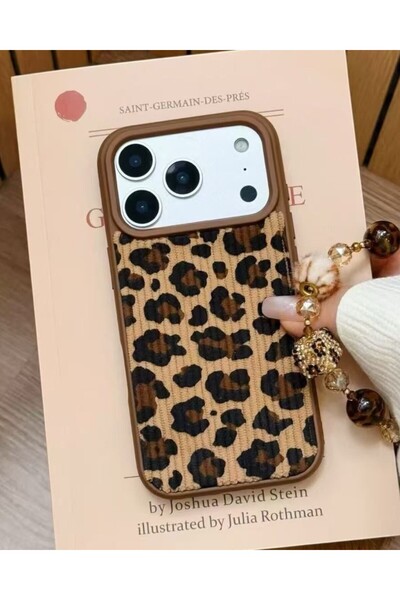 KILIF HOUSE Iphone Uyumlu Leopar Desenli Örgü Dokulu Kılıf