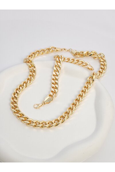GLİTHE.CO Women's Gold Necklace Bracelet Gourmet Set