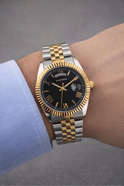 Choppers Çelik Roma rakamlı takvimli Erkek kol saati