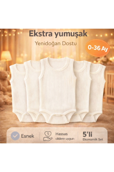 Novibaby بدلة داخلية للأطفال من القطن مكونة من 5 قطع مع أزرار كبس بيضاء، للأط...