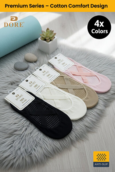 Dore Original Women's 4 Pairs Non-Slip Sole Pilates Yoga Dance Ballet Socks M...