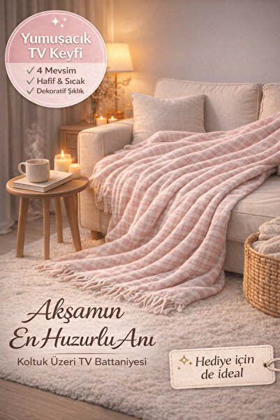 MUK's Pamuklu Tek Kişilik Skoç TV Battaniyesi 155 X 220 cm