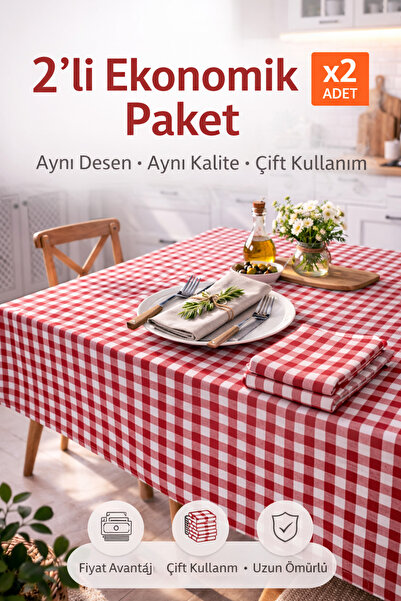 MUK's 2'Li Paket Küçük Kare Desen Pötikareli Masa Örtüsü, Sofra Bezi, Piknik ...
