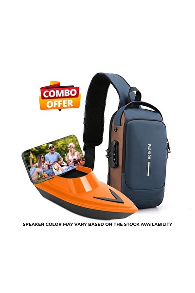 Generic Combo Offer Quality SpeakerWith Blue With Brown Anti Theft Sling ,wat...