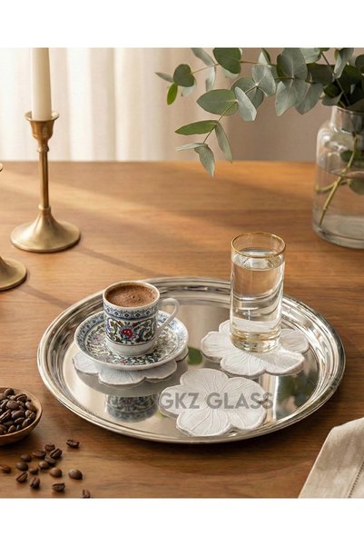 gkzglass home dekor 6 Linen Fabric Embroidered Coffee Side Cocktail Napkins & Coasters Serving Napkins