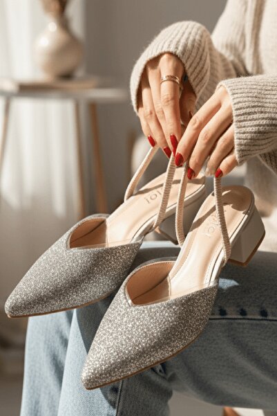 DİVOLYA Pantofi cu toc ascuțit Taylor Beige Stone Look (4 cm)