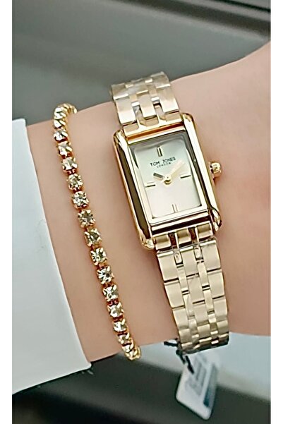 Tom Jones Yeni model Orijinal 2 Yıl Garantili Kadın Kol Saati Altın Renk Çeli...