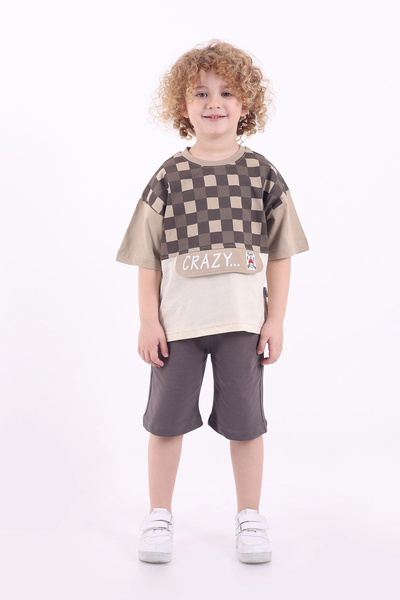 Mixima Шорти з капюшоном і принтом у вигляді квадратів, для хлопчиків 3-6 рок...