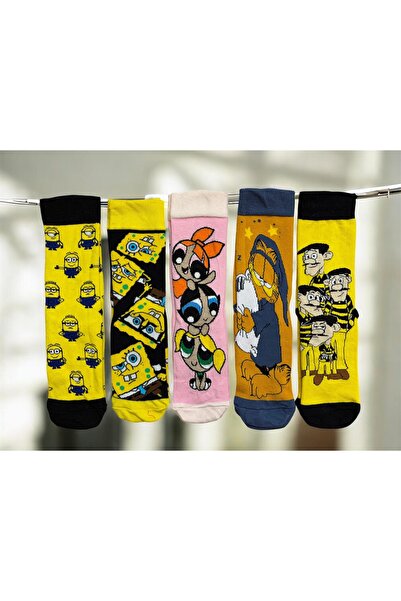 AL Bİ 90LIK جوارب قطنية ملونة منقوشة بأبطال الفيلم مكونة من 5 قطع