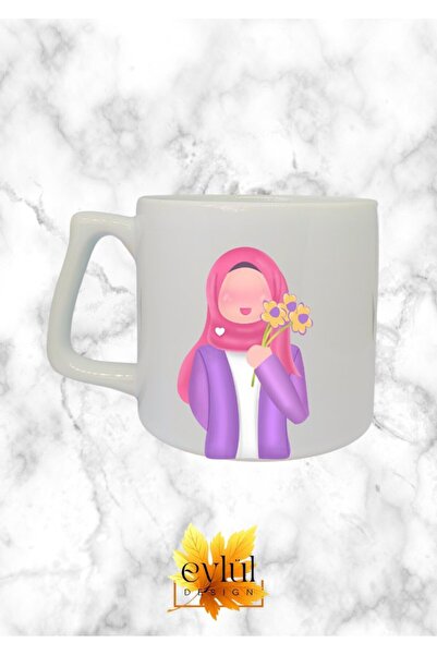 Eylül Design Girl with Hijab Themed Special Design Printed Luxury Ceramic Mug...