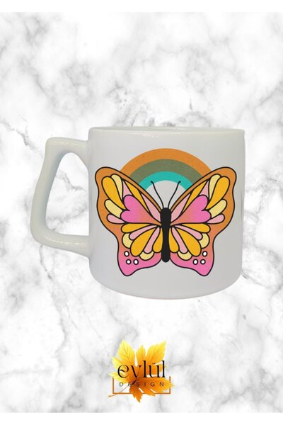 Eylül Design Butterfly and Rainbow Themed Special Design Printed Luxury Ceram...