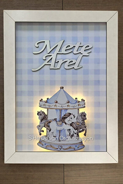 s'he design organizasyon LEDLİ AHŞAP OBJELİ KAPI SÜSÜ / ERKEK BEBEK İSMİNE ÖZ...