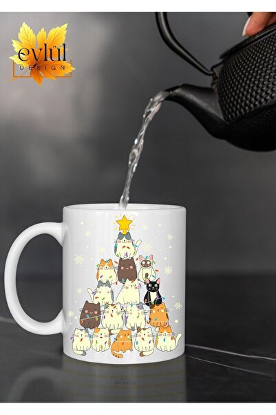 Eylül Design Cute Cats Themed Cute Special Design Printed Mug Cup Gift Cup