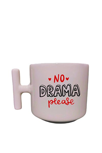Eylül Design كوب لاتيه بدون دراما من فضلك مكتوب بلون كريمي مرح وروح الدعابة، ...