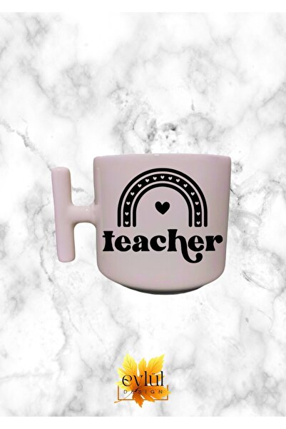 Eylül Design Cream Color T-Handled Special Design Printed T Mug with Teacher ...