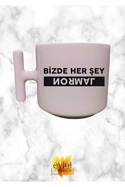 Eylül Design We Are All Normal Written Fun Cream Color T-Handle Special Desig...