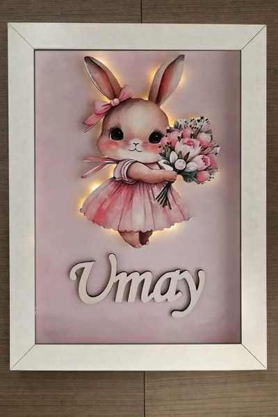 s'he design organizasyon LEDLİ AHŞAP OBJELİ KAPI SÜSÜ / KIZ BEBEK İSMİNE ÖZEL...